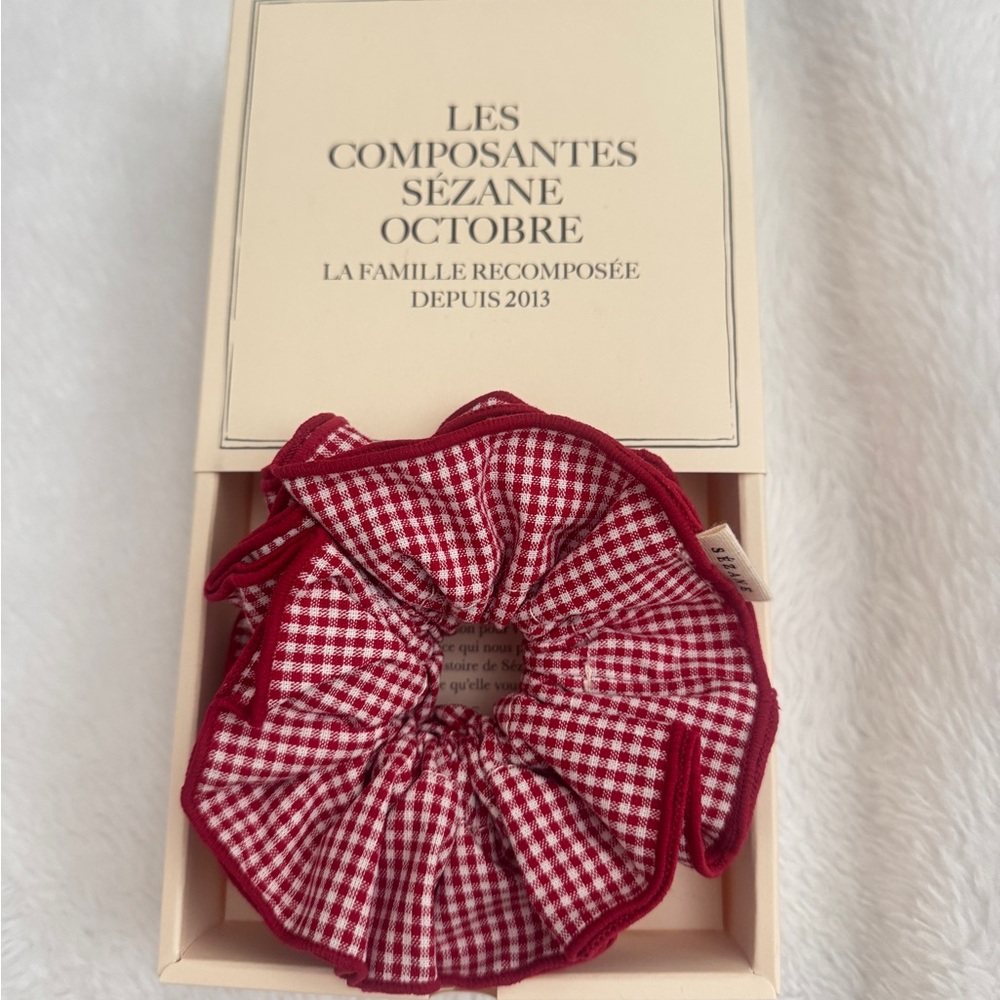 Sezane Red Gingham Scrunchie